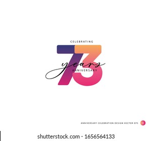 73 years anniversary or birthday celebration design template Vector.
