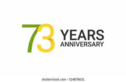 73 Years Anniversary, Birthday Symbols and Signs using  Flat and Simple Vector Design. Template Logo Celebration Isolated on White Background