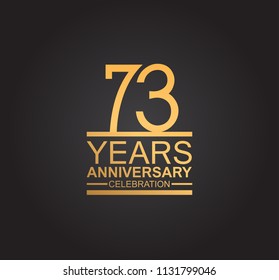 73 years anniversary celebration design with thin number shape golden color for special celebration event