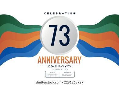 73 years anniversary celebration logo template isolated on white background abstract colorful ribbon vector design