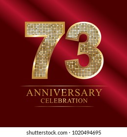 73 years anniversary celebration logotype red background.