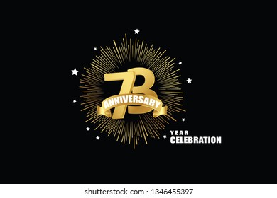 73 years anniversary celebration logotype. anniversary logo with golden isolated on black background, vector design for celebration, invitation greeting card-Vector