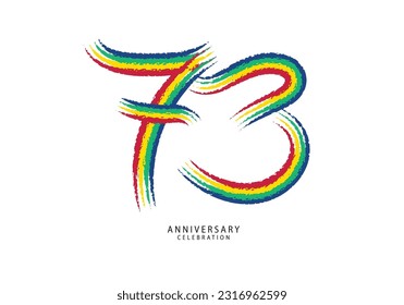 73 years anniversary celebration logotype colorful line vector, 73th birthday logo, 73 number design, anniversary template, anniversary vector design elements for invitation card, poster, flyer.