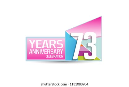 73 years anniversary celebration modern design with colorful pink color for celebration event. Vector design for celebration, invitation card, and greeting card