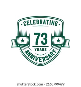 73 years anniversary celebration shield design template. 73rd anniversary logo. Vector and illustration.