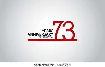 73 years anniversary design with simple line red color isolated on white background for celebration