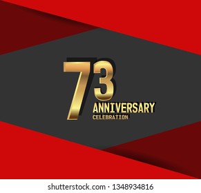 73 years Anniversary gold font with red fold on above and below font