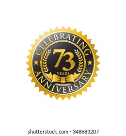 73 years anniversary golden black badge logo