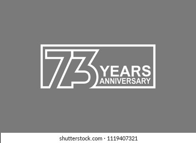 73 years anniversary line style white color in square isolated on gray color for celebration 