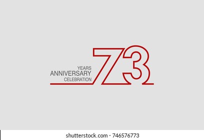 73 years anniversary linked logotype with red color isolated on white background for company celebration event