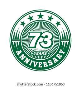 73 years anniversary. Anniversary logo design. Vector and illustration.