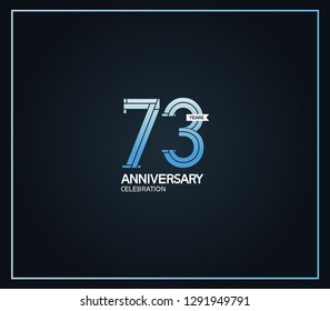 73 years anniversary logotype with cross hatch pattern blue color for celebration