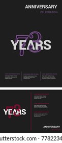 73 Years Anniversary Logotype design with overlapping styles between numbers and letters
