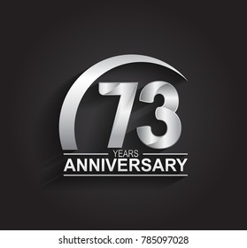 73 years anniversary logotype design with silver color isolated on black background for company celebration