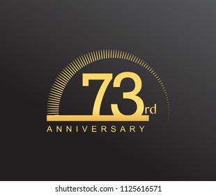 73 years anniversary logotype with single line golden color and golden ring for anniversary celebration