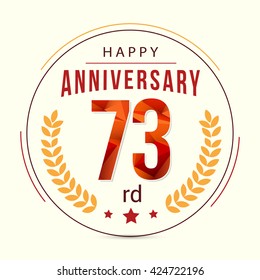 73 Years Anniversary with Low Poly Design and Laurel Ornaments