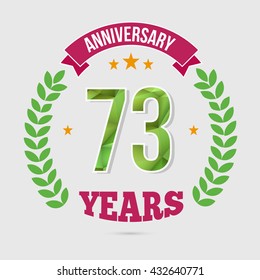 73 Years Anniversary with Low Poly Design and Laurel Ornaments