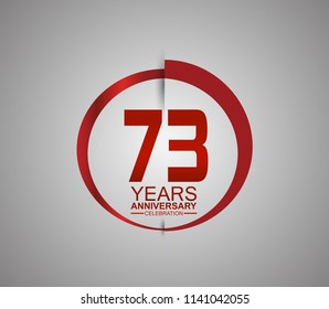 73 years anniversary red logotype style with slash circle for company celebration event