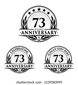 Se cumplen 73 años. 73.ª colección de logo de la celebración. Vector e ilustración. 