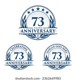 Se cumplen 73 años. 73.ª colección de logo de la celebración. Vector e ilustración. 