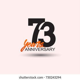 73 years anniversary simple design with negative style and yellow color isolated in white background