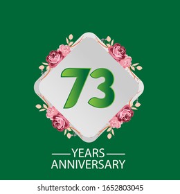 73 Years anniversary. Vector design greeting card with decorative floral for celebration