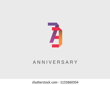 73 Years colorful Anniversary design with overlapping font number, isolated on white background