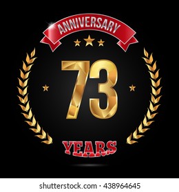 73 years golden anniversary logo, low poly design number