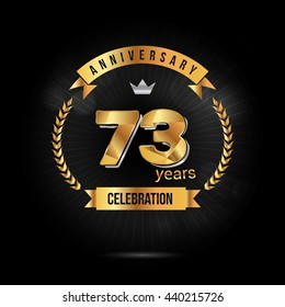 73 Years golden anniversary logo, low poly design number