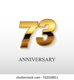 73 Years Golden Anniversary Vector Logo Design Isolated on White Background
