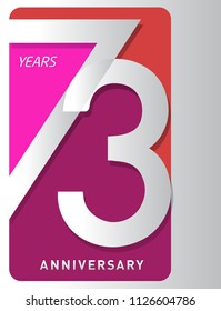 73 years old celebrating modern logo. Colored happy anniversary template numbers. vector design for celebration, invitation card, and greeting card
