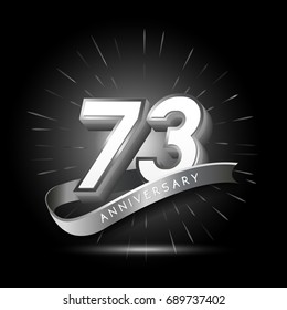73 years silver anniversary logo celebration with firework and ribbon
