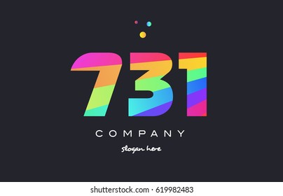 731 creative color green orange blue magenta pink number digit company logo vector icon spectrum
