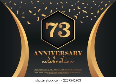 73rd Anniversary celebration Logo with  golden Colored vector design for greeting abstract illustration   