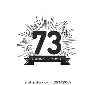 73rd anniversary design with firework and ribbon black color for use company celebration 