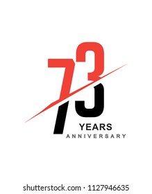 73rd anniversary logo red and black swoosh design isolated on white background for anniversary celebration.
