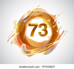 73rd gold anniversary logo. abstract liquid color elements celebration background design