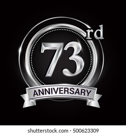 73rd silver anniversary logo with ribbon and ring