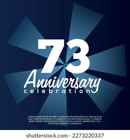 73er aniversario celebración ilustración de diseño de plantillas vectoriales con texto blanco elegante fondo azul brillante.	