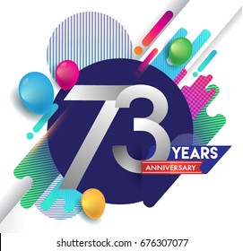 73rd years Anniversary logo with colorful abstract background, vector design template elements for invitation card and poster your birthday celebration.