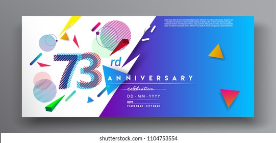 73rd years anniversary logo, vector design birthday celebration with colorful geometric background and circles shape.