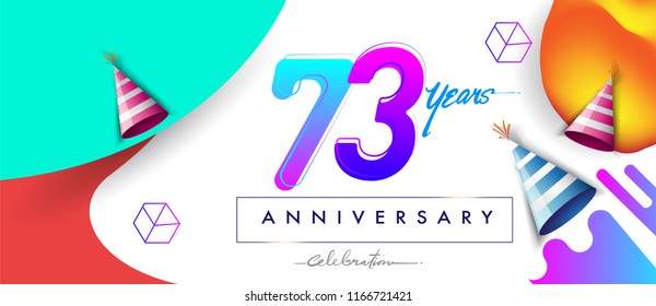 73rd years anniversary logo, vector design birthday celebration with colorful geometric background and abstract elements