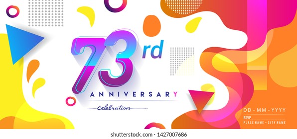 73rd years anniversary logo, vector design birthday celebration with colorful geometric background and circles shape.
