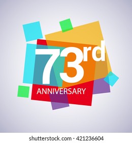 73rd years anniversary logo, vector design birthday celebration with colorful geometric isolated on white background.
