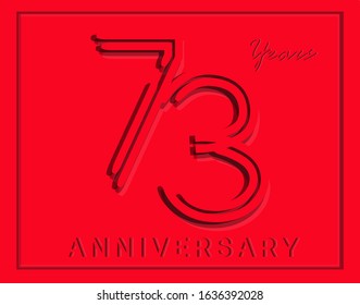 73th Anniversary with elegant red stripe motif, anniversary template design for web ,Creative poster, booklet, leaflet, flyer, magazine, invitation card