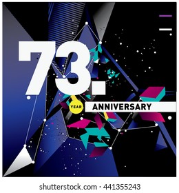73th anniversary logo with colorful badge and frame. 