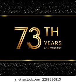 73th anniversary logo design with double line concept. Line Art style. Golden number logo. Vector Template Illustration