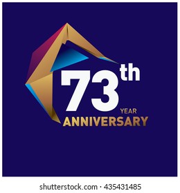 73th anniversary logo with gold shape modern looks. Anniversary signs illustration. Gold anniversary logo design and illustration