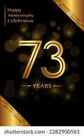 73th Anniversary template design with double line numbers. Golden anniversary template. Vector