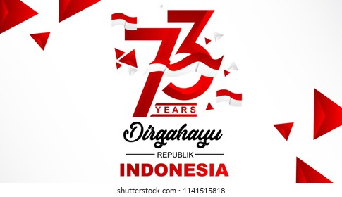 73th August 2018 Logo Special happy independence Indonesia day red and white bacground vector illustration Design 3